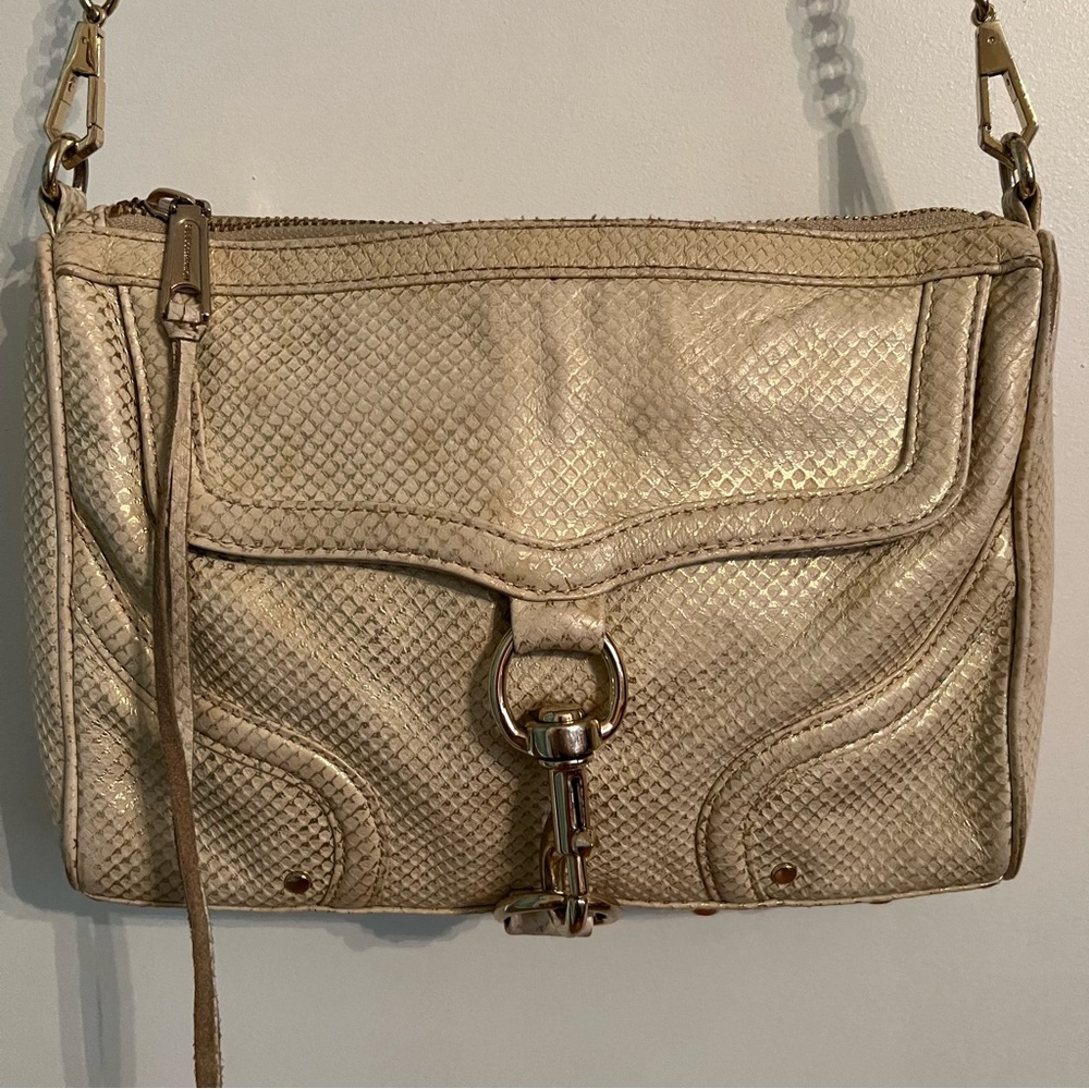 Rebecca Minkoff M.A.C. Cream Gold Faux Snake Python Crossbody Bag